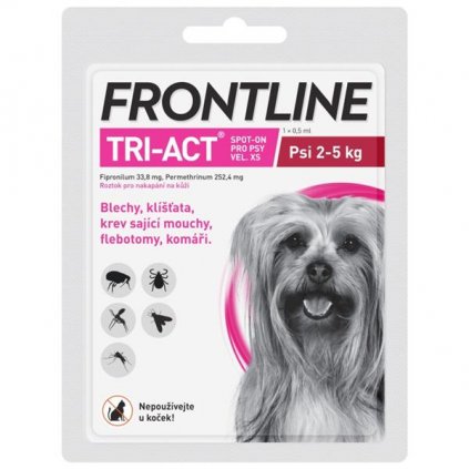Frontline TRI-ACT spot-on dog XS a.u.v. sol 1 x 0,5ml, 2-5kg