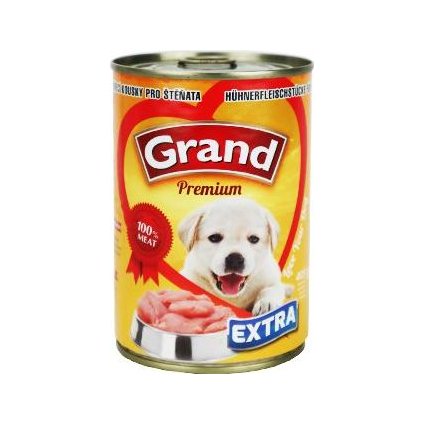 Grand Extra konz. kuřecí kousky pro štěňata 405 g