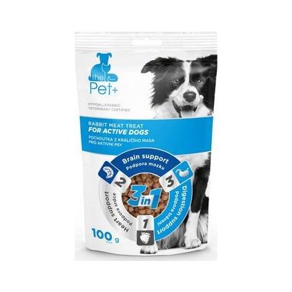Pochoutka Pet+ 3v1 for Active Dogs králičí 100g