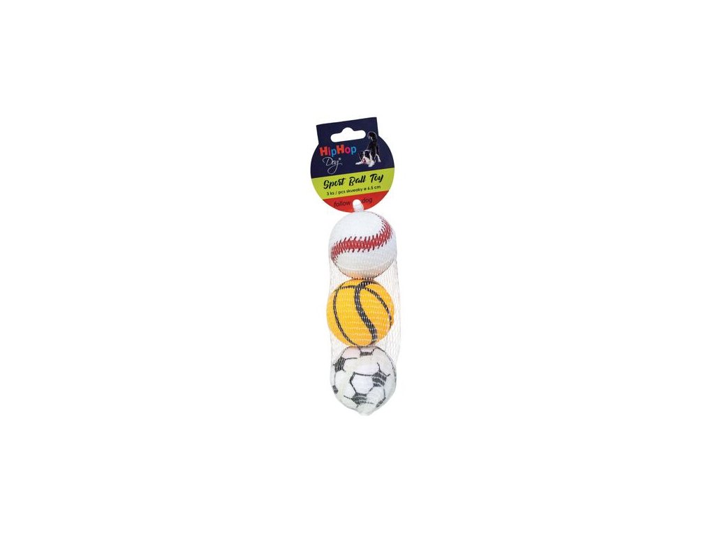 Sportovní tenisový míč pískací 6,5 cm (3ks v bal.) HIPHOP DOG