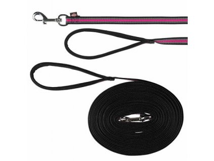 FUSION stopovací vodítko pásek 15 m/17 mm, černo-růžový - DOPRODEJ