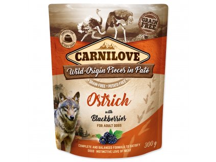 Kapsička CARNILOVE Dog Paté Ostrich with Blackberries 300 g