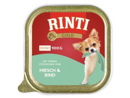 Vanička RINTI Gold Mini jelen + hovězí - KARTON (16ks) 100 g