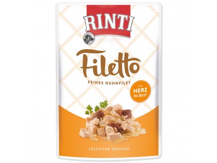 Kapsička RINTI Filetto kuře + kuřecí srdce v želé - KARTON (24ks) 100 g
