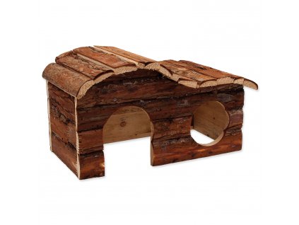 Domek SMALL ANIMALS kaskada dřevěný s kůrou 31 x 19 x 19 cm