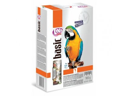 LOLO BASIC kompletní krmivo pro velké papoušky 900 g krabička