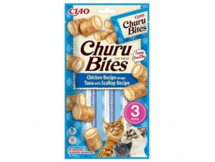 Inaba Churu Bites cat snack kuře,tuňák,hřebenatka 3x10g