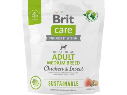 Brit Care Dog Sustainable Adult Medium Breed Chicken+Insect 1 kg