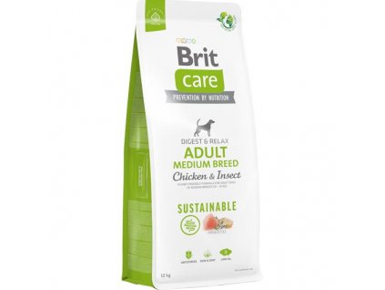 Brit Care Dog Sustainable Adult Medium Breed Chicken+Insect 12 kg