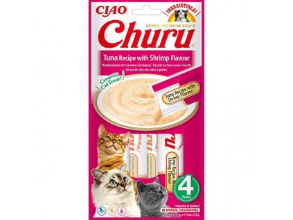 Inaba Churu cat snack tuňák s krevetovou příchutí 4x 14g