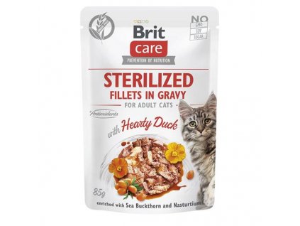 Brit Care Cat kaps. Fillets Gravy Sterilised with Hearty Duck 85 g