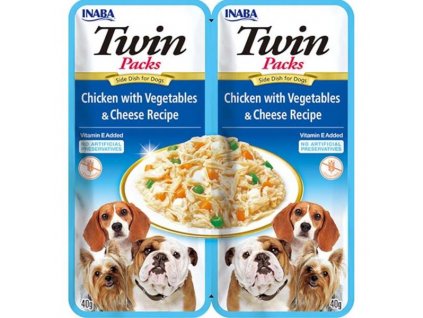 Inaba Twin Packs dog kuře & zelenina, sýr 80g