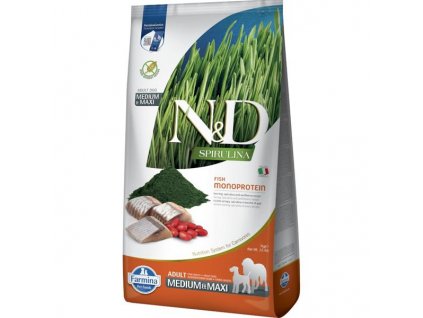 N&D SPIRULINA Dog GF Herring & Wolfberry Adult Medium & Maxi 7 kg