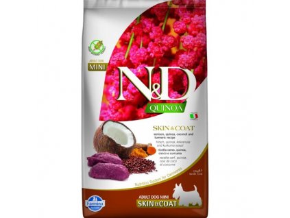 N&D QUINOA Dog GF Skin & Coat, Venison & Coconut Adult Mini 2,5 kg