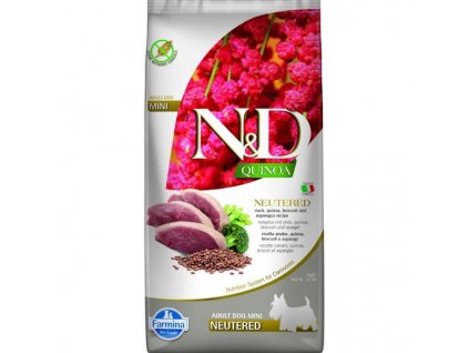 N&D QUINOA Dog GF Duck, Broccoli & Asparagus Neutered Adult Mini 7 kg