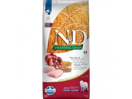 N&D ANCESTRAL GRAIN Dog LG Chicken, Spelt, Oats & Pomegranate Adult Giant Maxi 12 kg