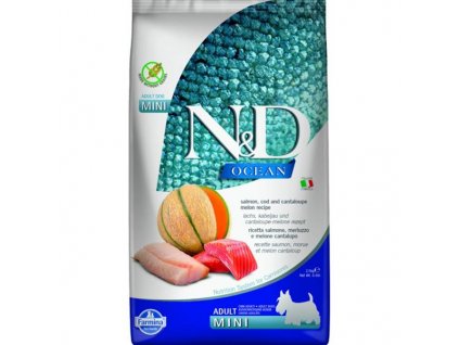 N&D OCEAN Dog GF Salmon, Cod & Cantaloupe Melon Adult Mini 2,5 kg