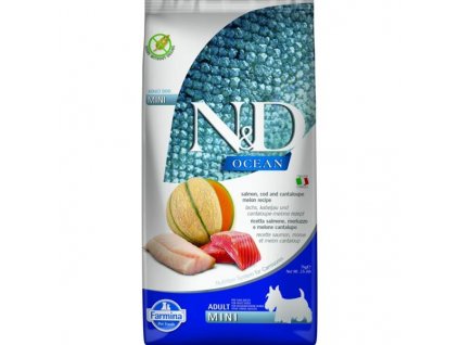 N&D OCEAN Dog GF Salmon, Cod & Cantaloupe Melon Adult Mini 7 kg