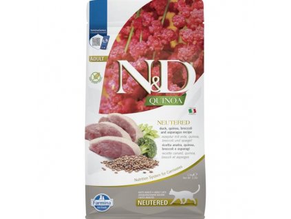 N&D QUINOA Cat Duck, Broccoli & Asparagus Neutered Adult 1,5 kg