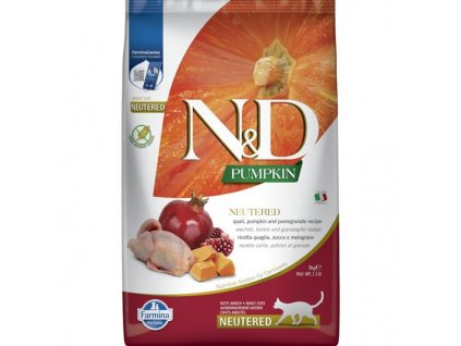 N&D PUMPKIN Cat GF Quail & Pomegranate Neutered Adult 5 kg
