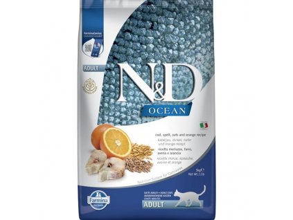 N&D OCEAN Cat GF Cod, Spelt, Oats & Orange Adult 5 kg