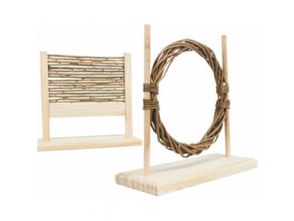 Agility set pro hlodavce - překážka, kruh, dřevo/proutí, 28 × 26 × 12 cm