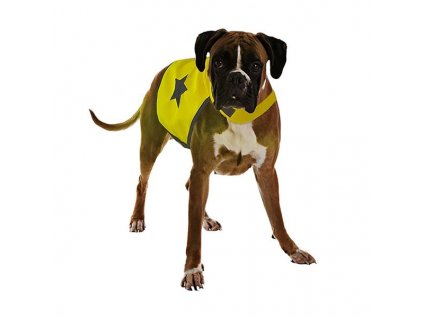 Reflexní vesta pro psa 56cm látková žlutá Duvo+