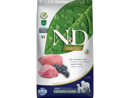 N&D PRIME Dog GRAIN FREE Adult Lamb & Blueberry Medium & Maxi 2,5 kg