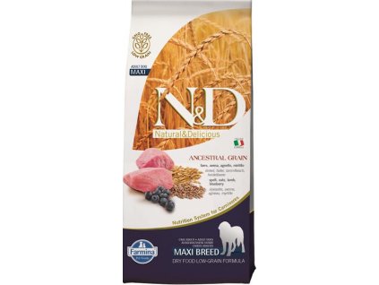 N&D ANCESTRAL GRAIN Dog LG Lamb, Spelt, Oats & Blueberry Adult Medium & Maxi 12 kg