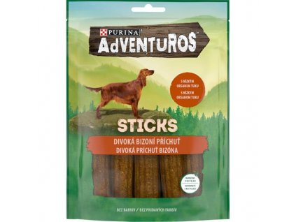Adventuros snack dog - tyčinky s bizoní přích. 120 g