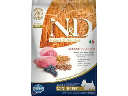 N&D ANCESTRAL GRAIN Dog LG Lamb, Spelt, Oats & Blueberry Adult Mini 7 kg