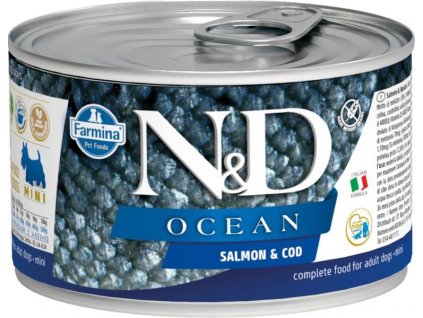 N&D OCEAN Dog konz. Adult Salmon & Codfish Mini 140 g