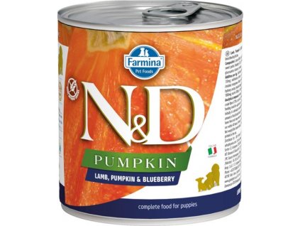 N&D PUMPKIN Dog konz. Lamb, Pumpkin & Blueberry Puppy 285 g