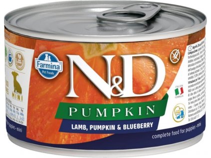 N&D PUMPKIN Dog konz. Lamb, Pumpkin & Blueberry Puppy Mini 140 g