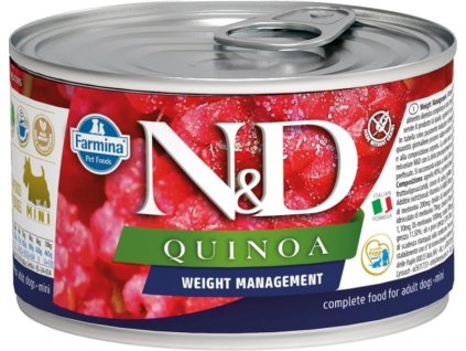 N&D QUINOA Dog konz. Weight Management Lamb & Broccoli Mini 140 g