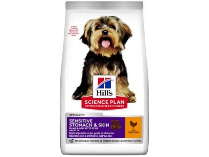 Hill's Science Plan Canine Adult Sensitive Stomach & Skin S & M Chicken Dry 1,5 kg