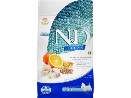 N&D OCEAN Dog LOW GRAIN Adult Mini Codfish & Orange 800 g