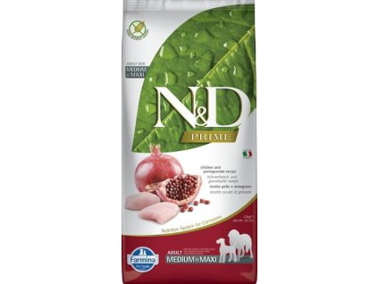 N&D PRIME Dog GF Chicken & Pomegranate Adult Medium & Maxi 12 kg