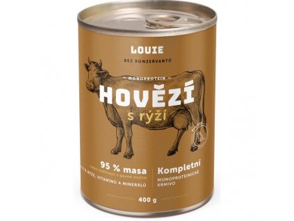 Louie konz. pro psy hovězí s rýží 400 g