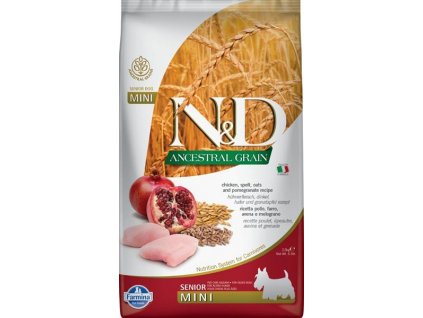 N&D ANCESTRAL GRAIN Dog LG Chicken, Spelt, Oats & Pomegranate Senior Mini 2,5kg