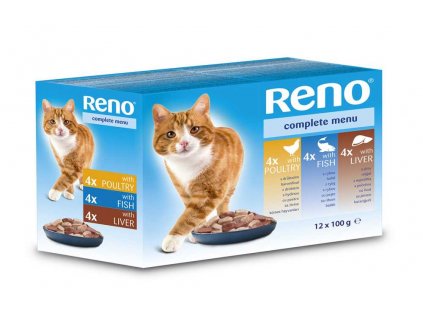 RENO Cat drůbeží, rybí a játra, kapsa 100 g (12 pack)