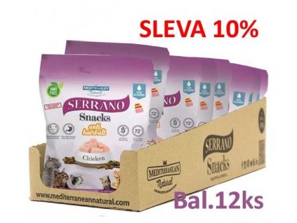 Serrano Snack Cat AntiHairball Chicken 50 g (12 ks) SLEVA 10 %