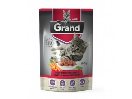 Grand deluxe Cat hovězí se zeleninou, kapsička 100 g