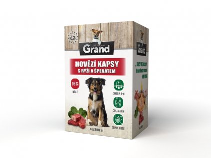 Grand deluxe Dog hovězí, kapsička 300 g (4 pack)