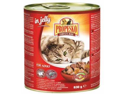 PROPESKO Cat hovězí a játra v želé, kousky 830 g