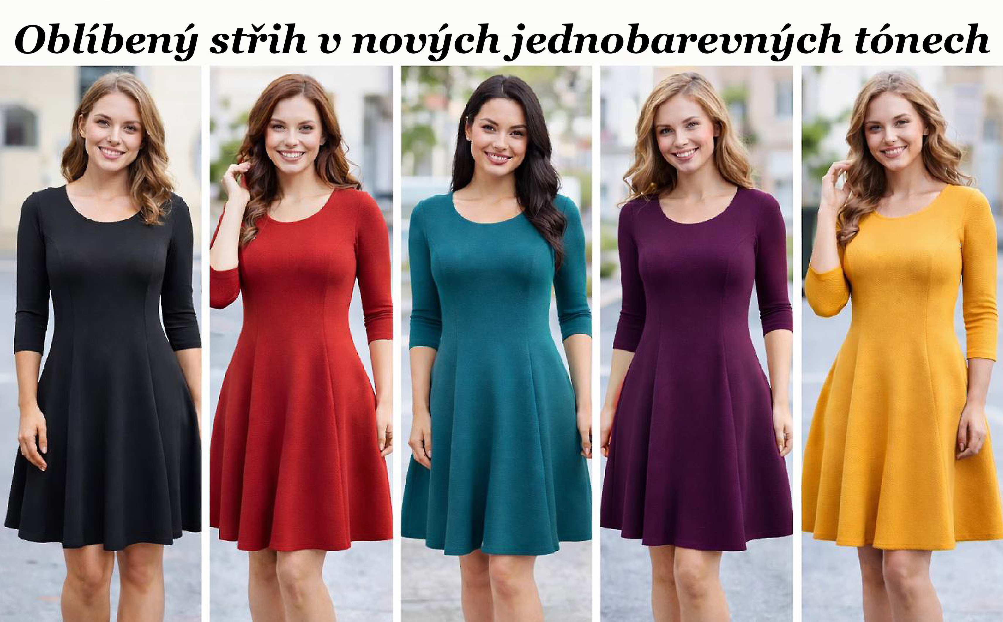 Dámské jednobarevné šaty princes střihu