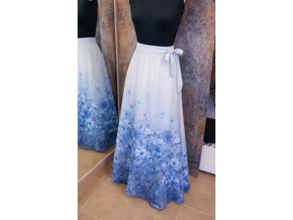 Zavinovací maxi sukně Modrá louka