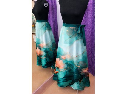 Zavinovací maxi sukně Lekníny