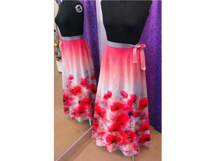 Zavinovací maxi sukně Máky