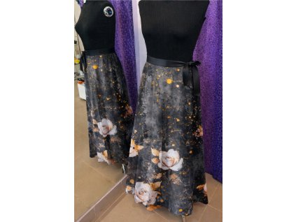 Zavinovací maxi sukně Růže